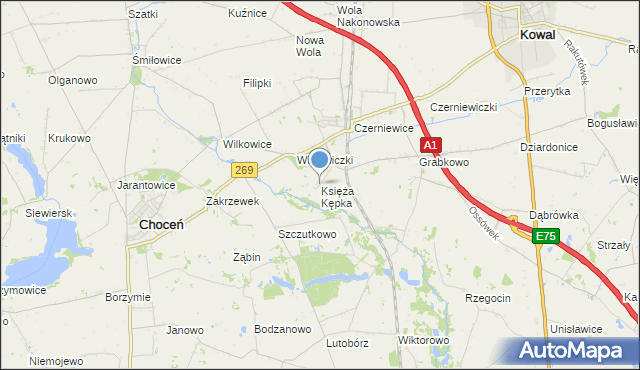 mapa Księża Kępka, Księża Kępka na mapie Targeo